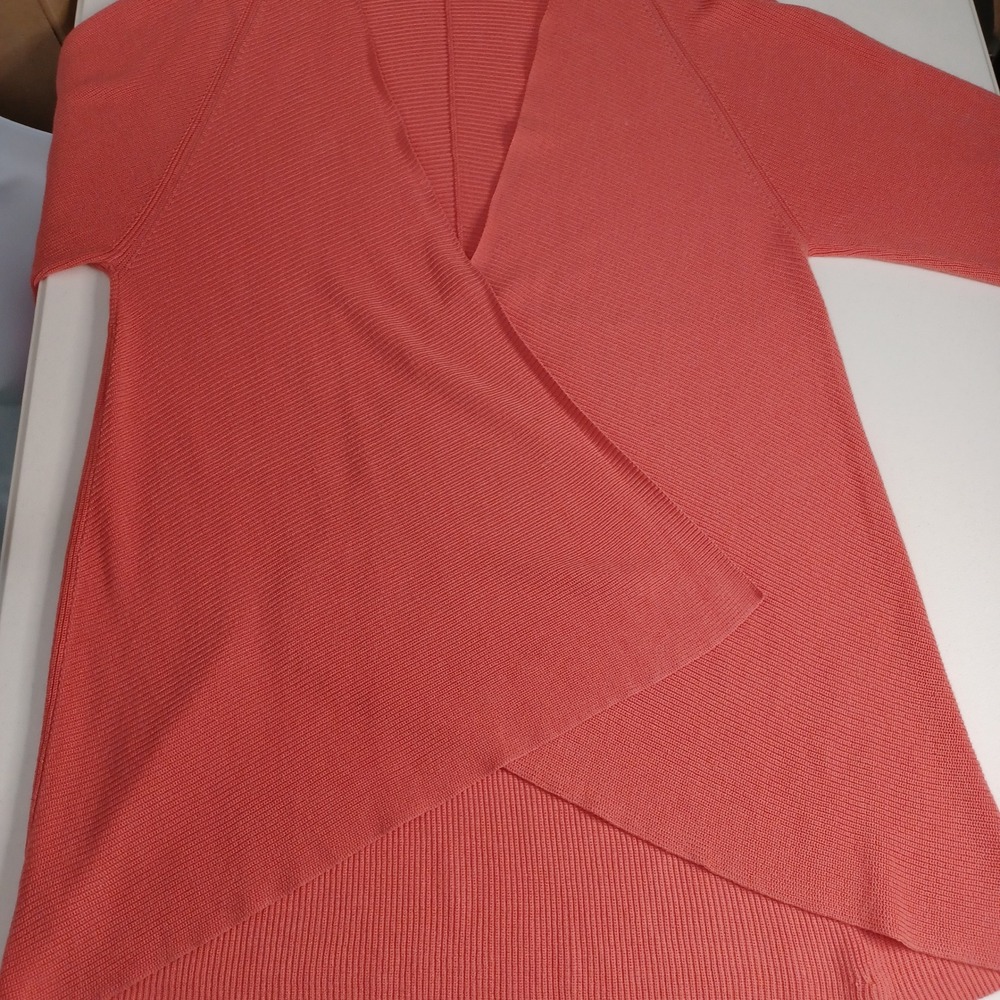Women's Chico's Coral Rose Ribbed Open Front Long Cardigan Size 3 (XL/16) - Picture 7 of 9
